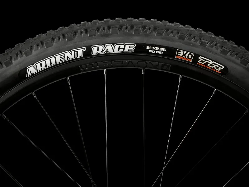 Mountain bike tire sidewall displaying the traditional inch size dimensions.