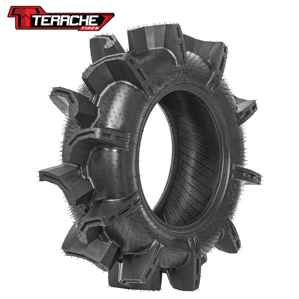 Oversized ATV tire rubbing against the fender liner due to poor fitment.